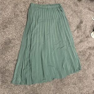 Teal Pleated Midi Skirt